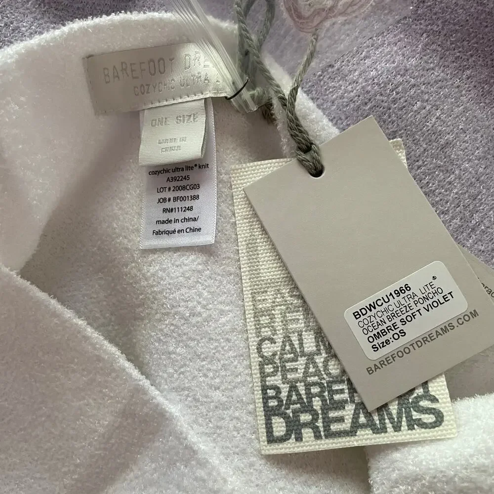 Barefoot Dreams Ocean Breeze Poncho Cozychic Ultra Lite Ombre Soft Violet
